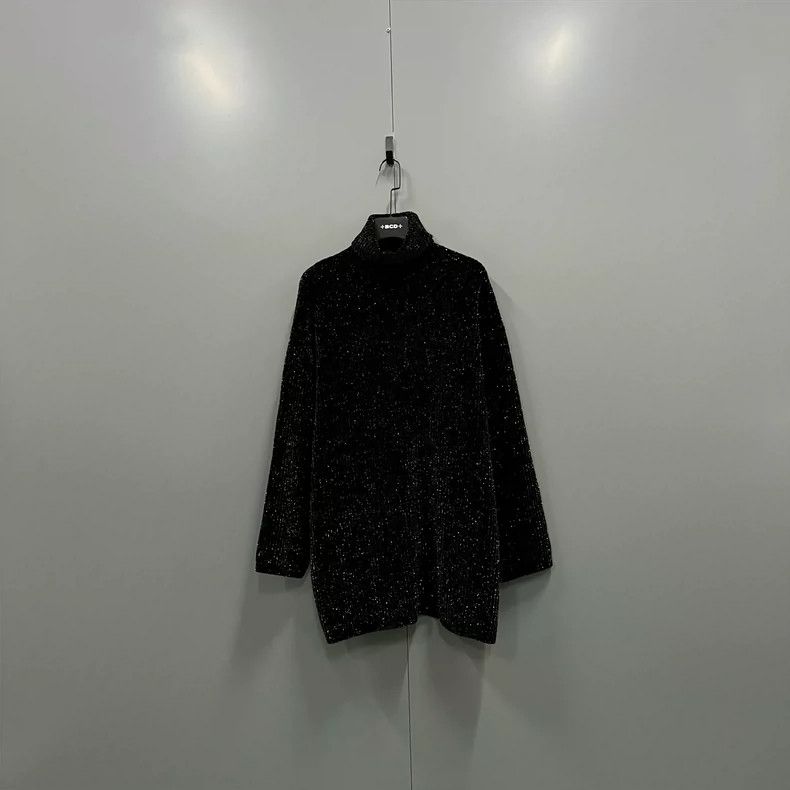 Balenciaga Balenciaga Black Fine Glitter High Neck Knit Top Size US S / EU 44-46 / 1 - 1 Thumbnail