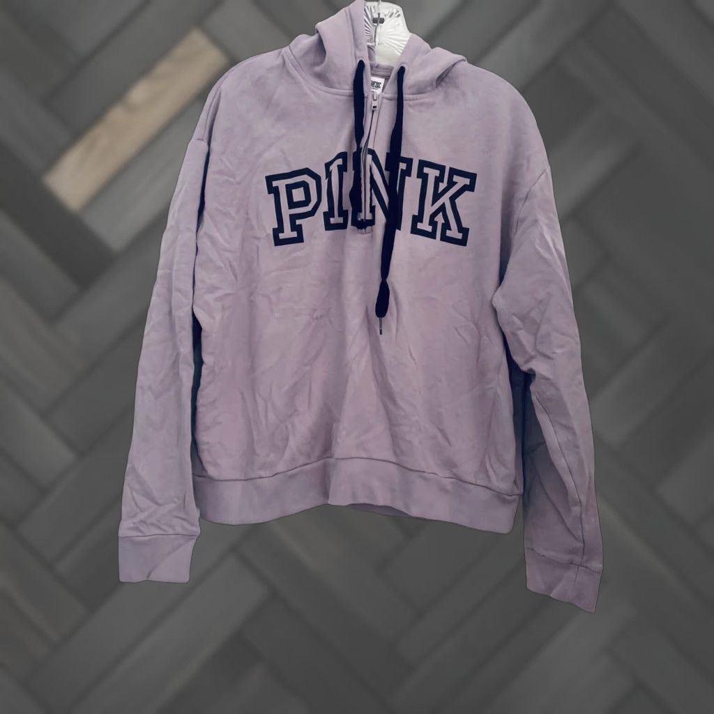 Victoria's Secret Victoria's Secret PINK Hoodie Pullover Violet 3/4 Zip Long Sleeve Size Large Logo Hooded Womens Size L / US 10 / IT 46 - 1 Thumbnail