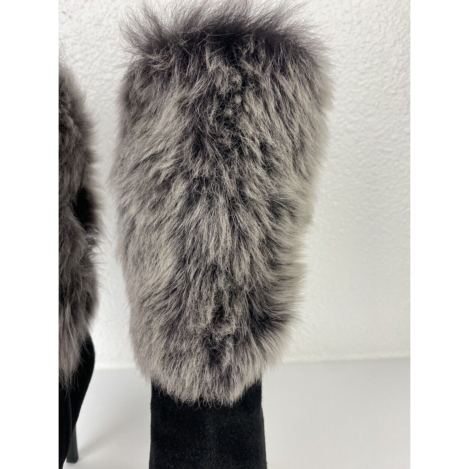 Stuart Weitzman Stuart Weitzman Yetala Suede Fur Heel Platform Boots Black Size US 8.5 / IT 38.5 - 4 Thumbnail