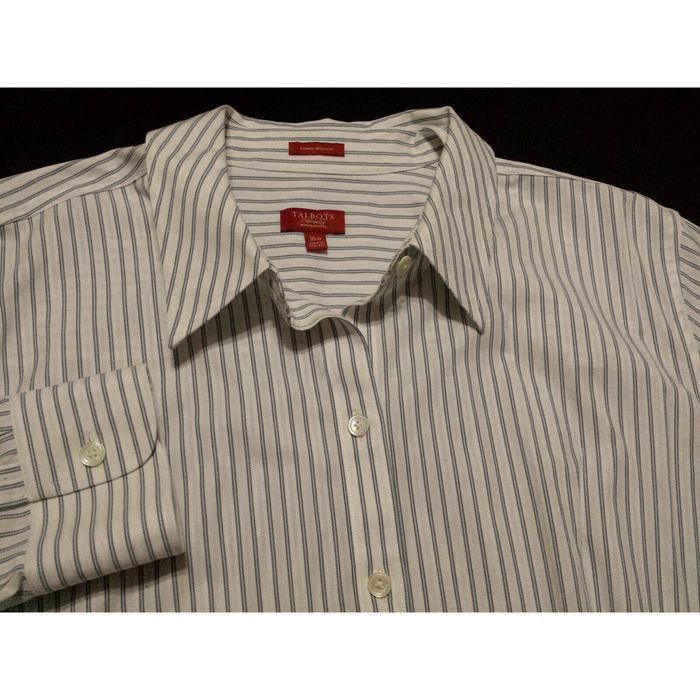 Talbots Vintage Women's Stripe Button Front Shirt 100% Cotton Medium