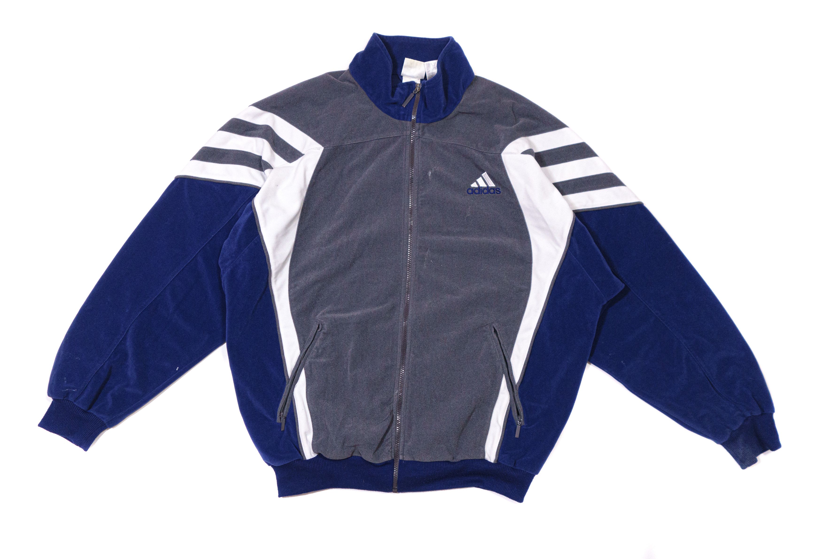 Adidas 90S Logo Plush Soft Velour Zip Jacket Size US L / EU 52-54 / 3 - 1 Thumbnail