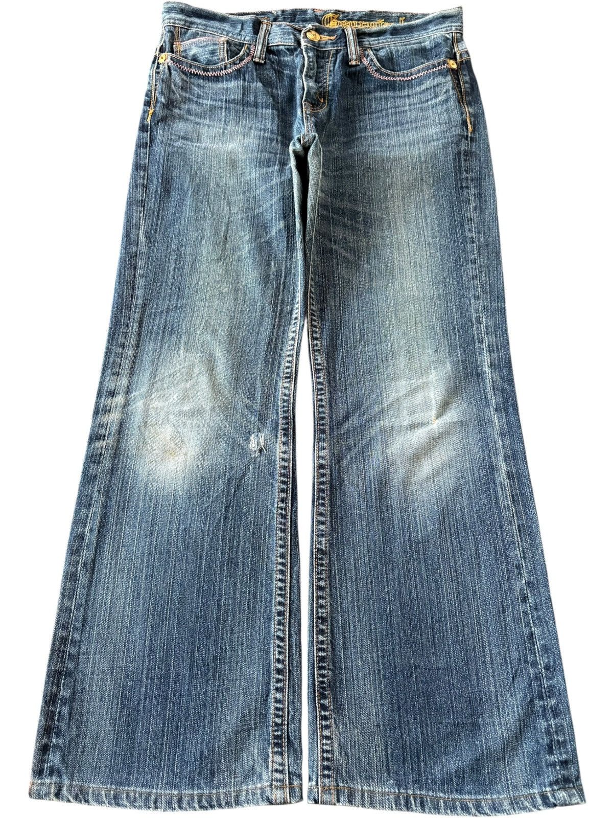 Hysteric Glamour Vintage Japanese Brand Blue Wash Distress Flare Jeans Size 32" / US 10 / IT 46 - 1 Thumbnail