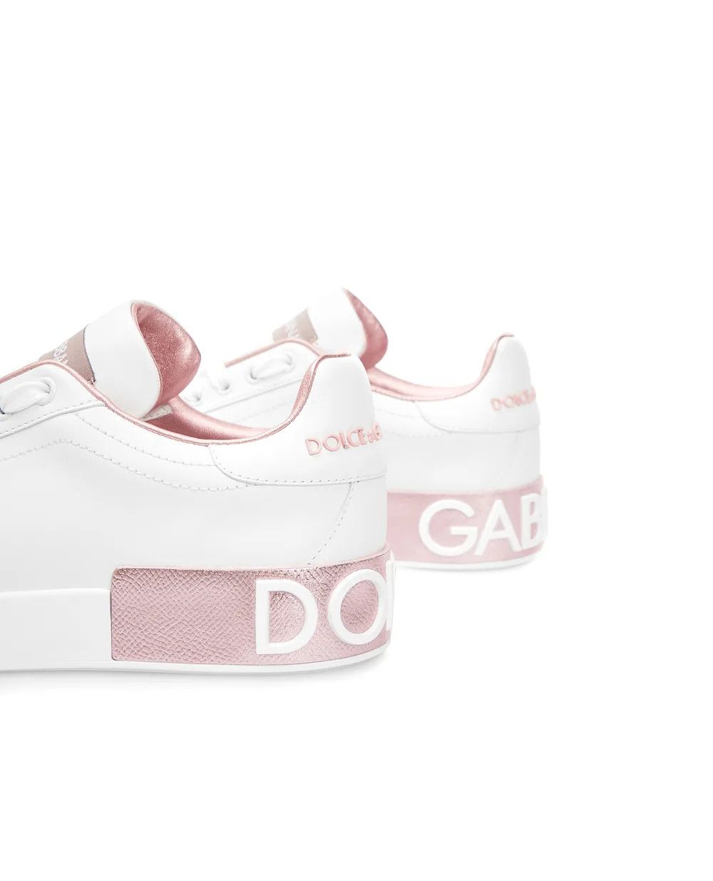 Dolce & Gabbana o1s22i1n0225 Calfskin Low-Top Sneakers in White Pink Size US 7 / IT 37 - 3 Thumbnail