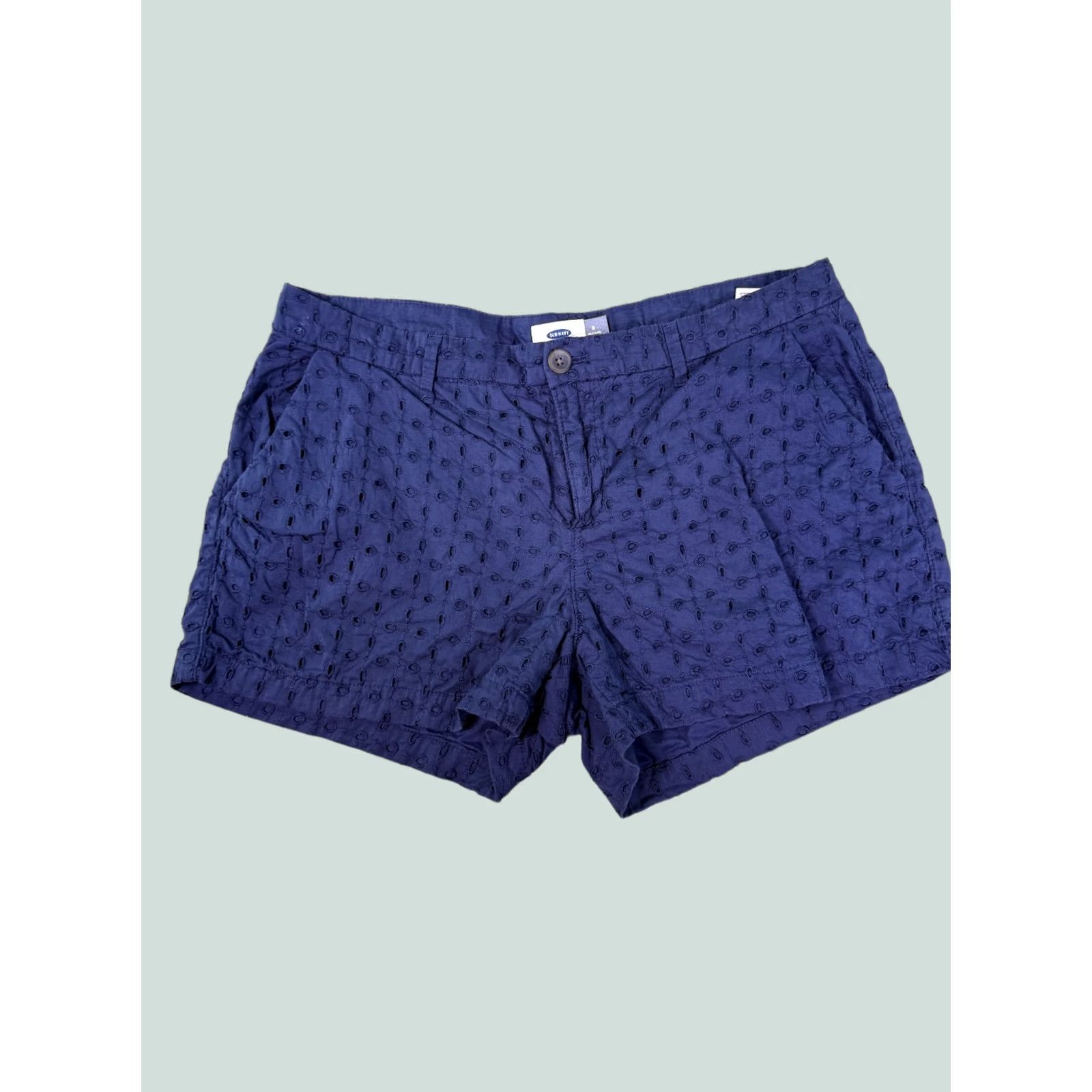 Old Navy Old Navy Shorts Womens Size 8 Blue Eyelet Cotton 34” Size 30" / US 8 / IT 44 - 1 Thumbnail