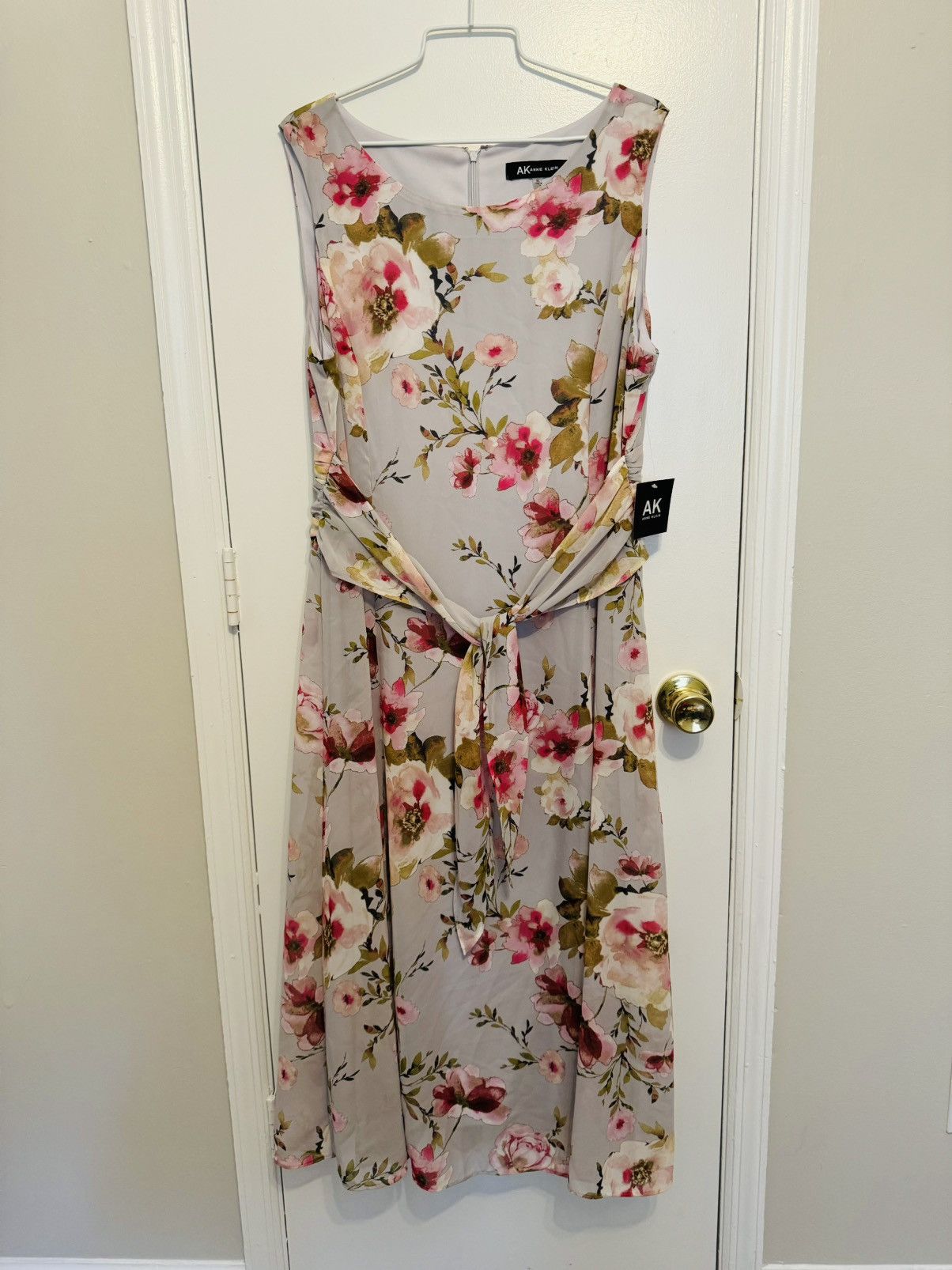 Anne Klein Anne Klein Silver Floral Multi Colored Dress XL Size XL / US 12-14 / IT 48-50 - 2 Thumbnail