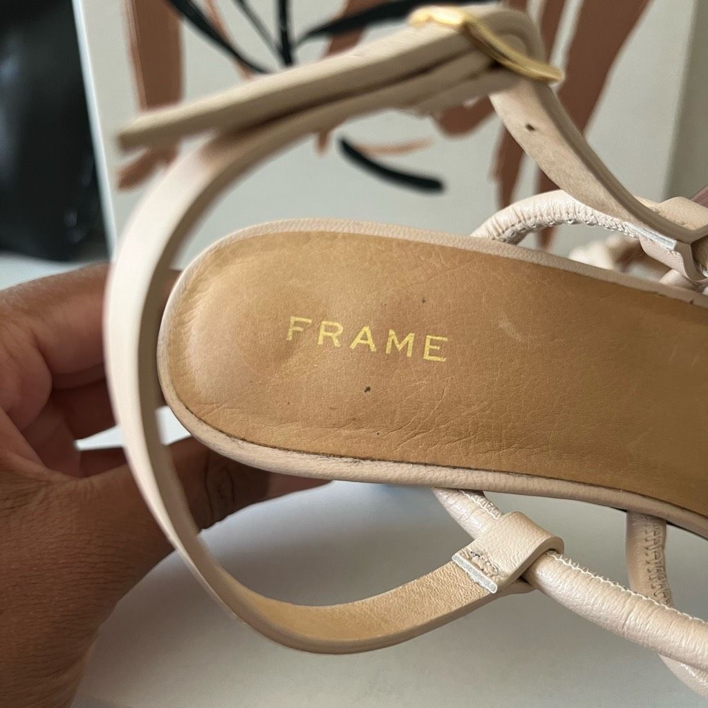 Frame Frame Le Hendrix Slingback Leather Heeled Sandals Cream Size Size US 8 / IT 38 - 9 Thumbnail