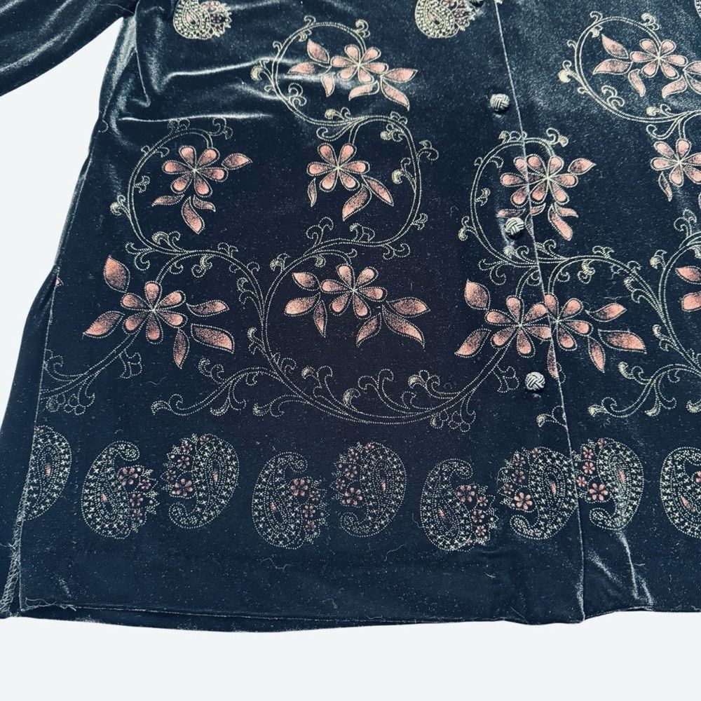 Other Vintage Studio Ease Velvet Long Sleeve Floral Print Black S Size XL / US 12-14 / IT 48-50 - 7 Thumbnail
