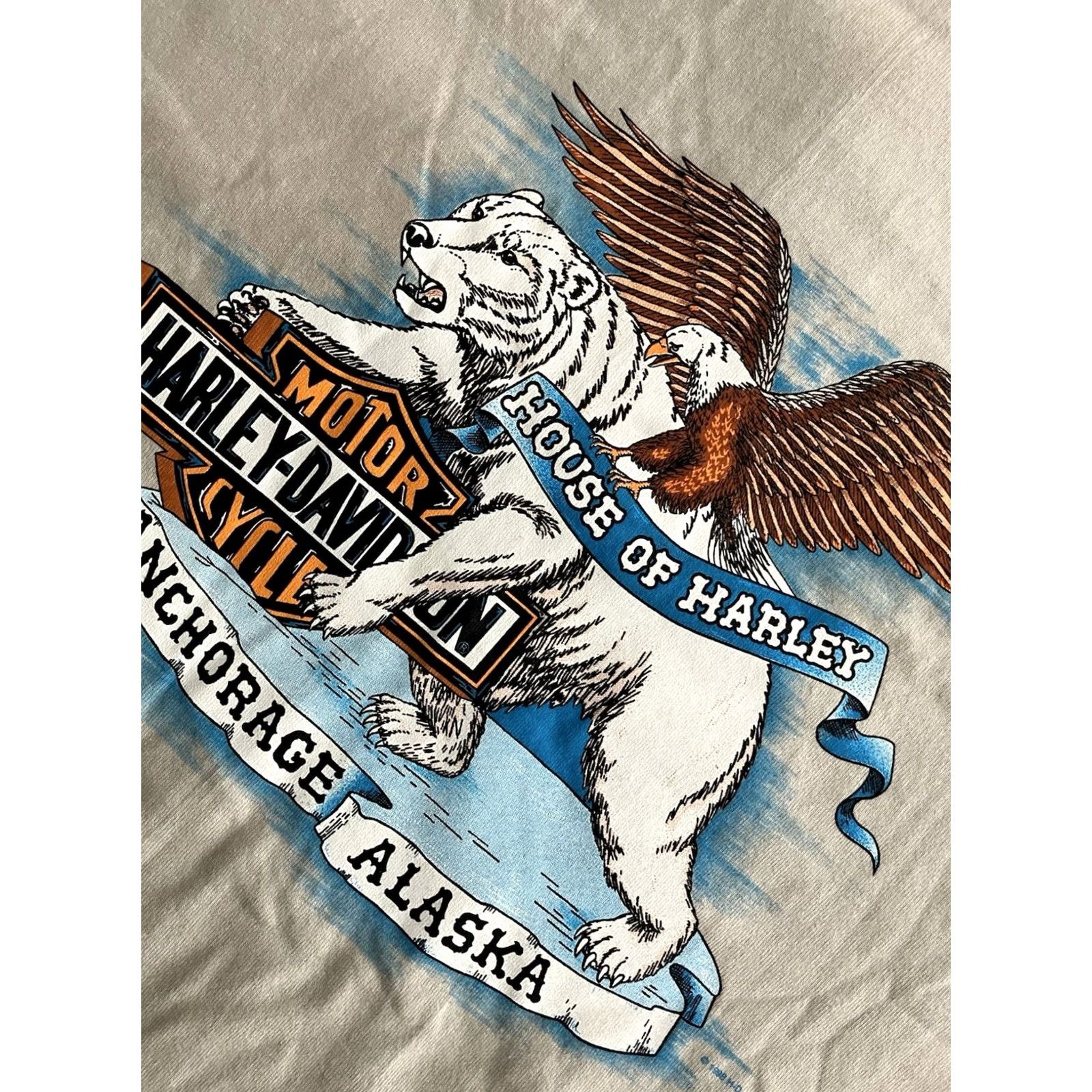 Harley Davidson VINTAGE Harley Davidson Shirt 90s XL Anchorage Alaska Polar Bear Eagle Mens Size US XL / EU 56 / 4 - 2 Thumbnail