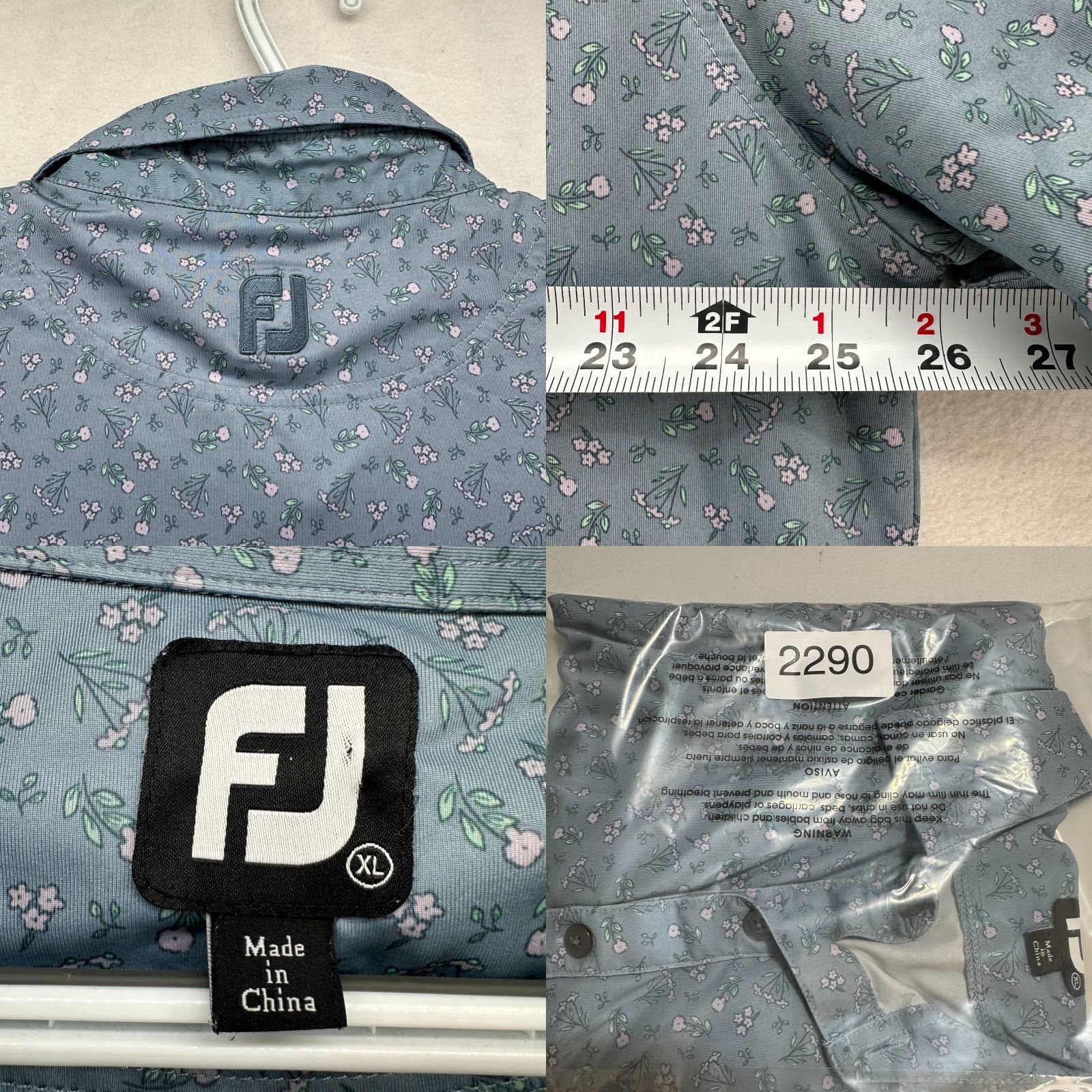 Footjoy FootJoy Polo Shirt Blue Men's XL Floral Golf Short Sleeve Collared Size US XL / EU 56 / 4 - 8 Thumbnail