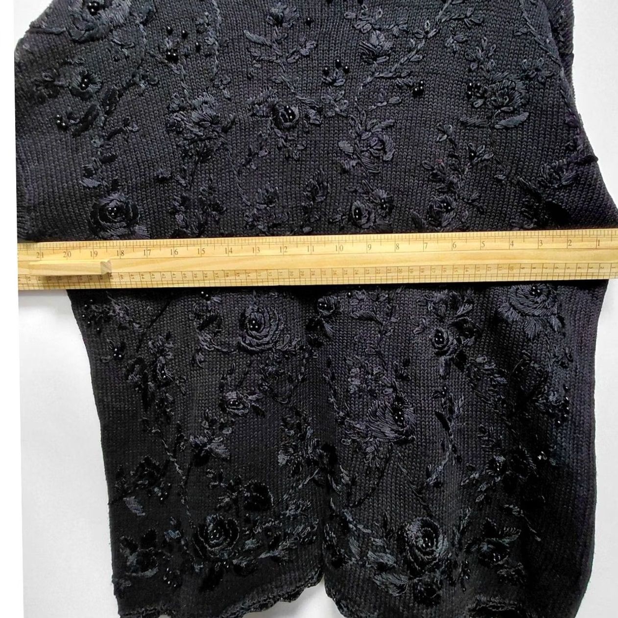 Vintage VINTAGE TIARA PETITES Sweater Women PM Ramie Cotton Black Floral Knit Crew Neck Long Sleeve Casual Pullover - Hand Wash Only Women Vintage 1990s Size M / US 6-8 / IT 42-44 - 5 Thumbnail