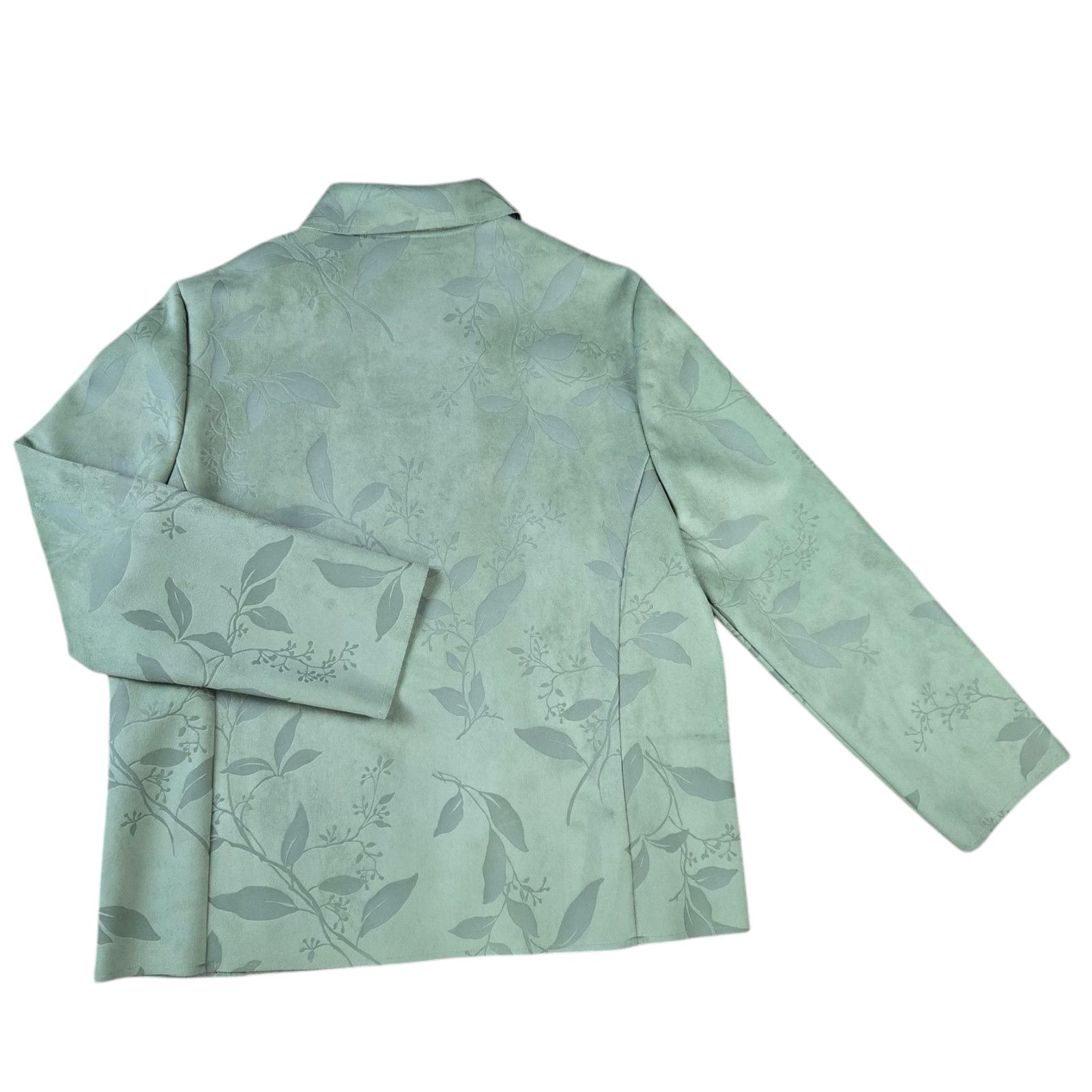Other 90s Y2K Sage Green Faux Suede Floral Embossed Coat Size 14 Size XL / US 12-14 / IT 48-50 - 6 Thumbnail