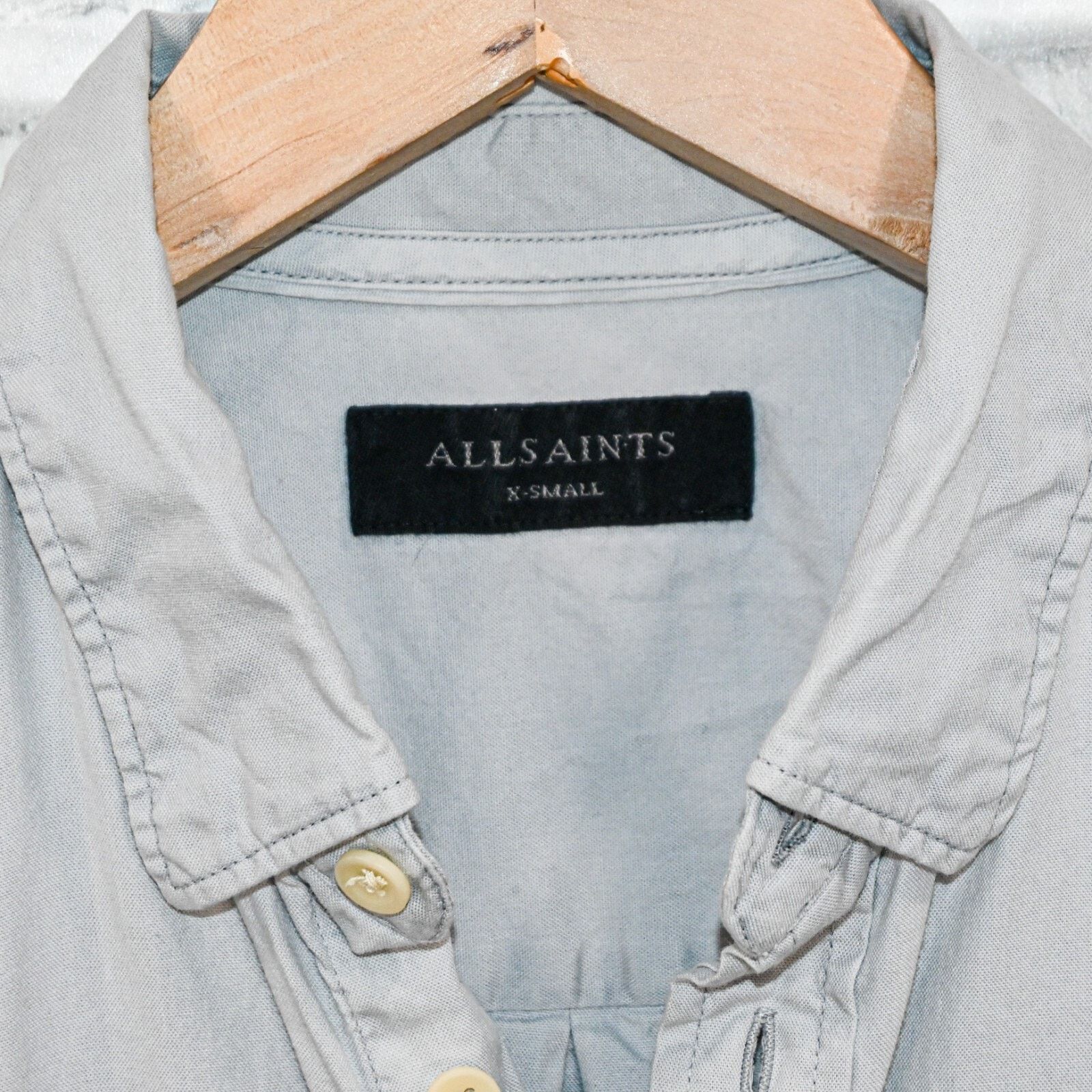 Allsaints ALL SAINTS Button Down Redondo LS Shirt Grey Cotton Rumskull Size US XS / EU 42 / 0 - 3 Thumbnail