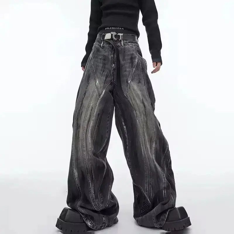 Japanese Brand Streetwear Design Washed Loose Wide Leg Pants Jeans Size US 32 / EU 48 - 3 Thumbnail