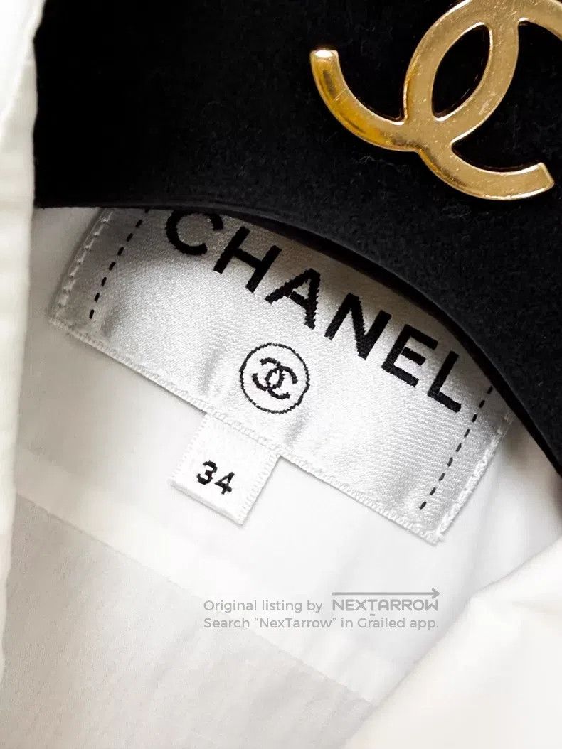 Chanel Chanel Black letter logo lapel short-sleeved short shirt Size XXS / US 00 / IT 34 - 5 Thumbnail