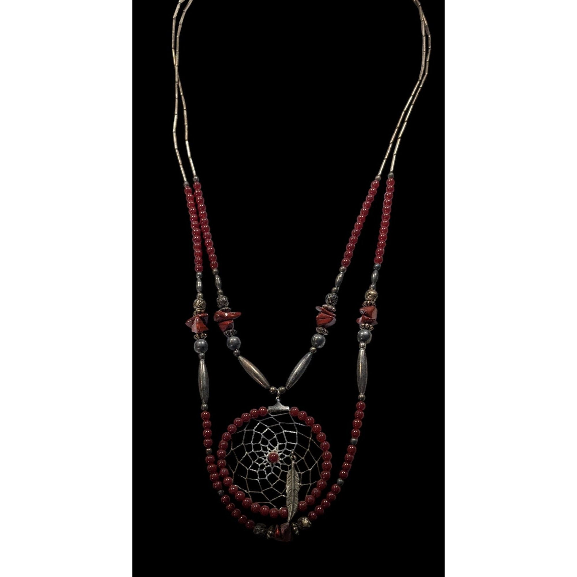 Other Vintage Handmade Native Dreamcatcher Necklace With Liquid Si Size ONE SIZE - 2 Thumbnail