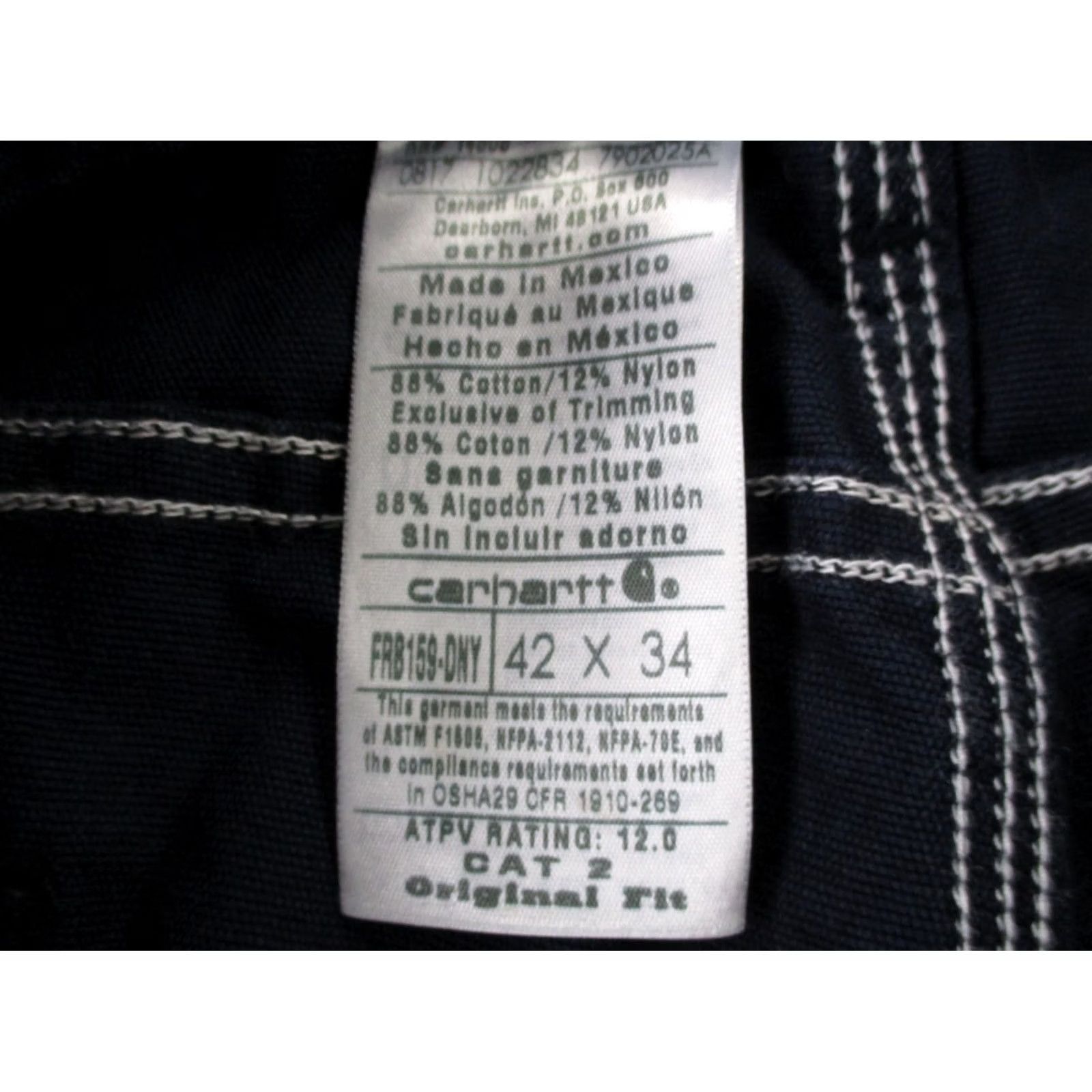 Carhartt Carhartt Pants Mens 42 X 34 Blue Original Fit Cat 2 Flame Resistant Jeans NEW Size US 42 / EU 58 - 7 Thumbnail