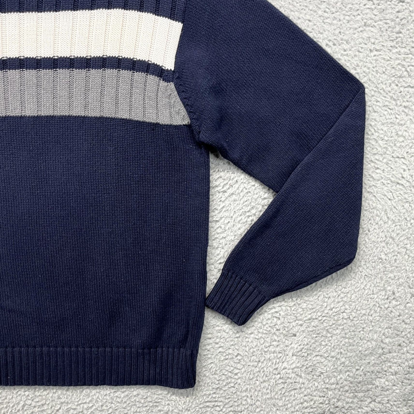 Nautica Nautica Sweater Mens M Blue White Gray Stripe Crewneck Cotton Pullover Size US M / EU 48-50 / 2 - 5 Thumbnail