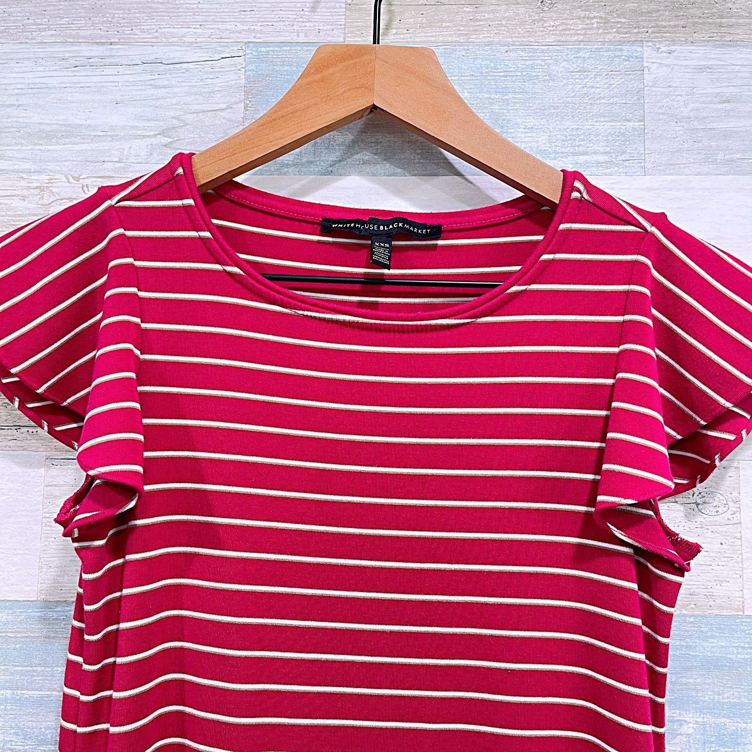 White House Black Market White House Black Market Flutter Sleeve Dress Pink Stripe XX Size XXS / US 00 / IT 34 - 2 Thumbnail