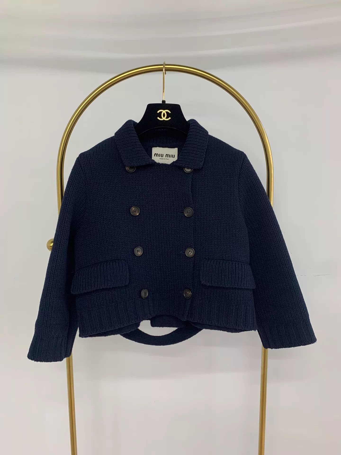 Miu Miu MIU MIU Navy Blue Wool Short Jacket Size 40 New Size S / US 4 / IT 40 - 1 Thumbnail