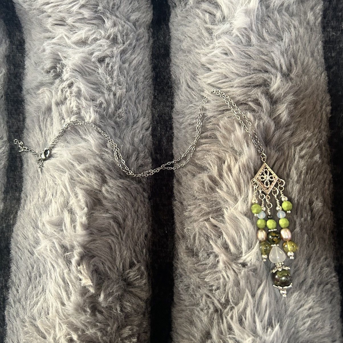 Handmade Handcrafted di cut stone bead dangle chandelier necklace Size ONE SIZE - 7 Thumbnail