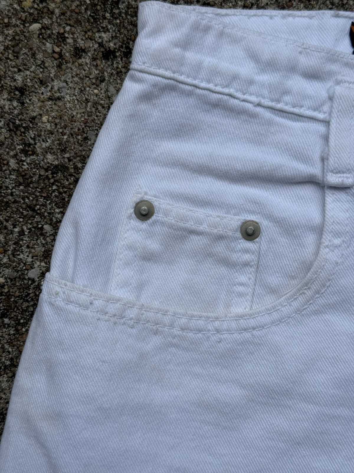 Vintage Vtg Action West High Waist White Denim Shorts Size 32" / US 10 / IT 46 - 2 Thumbnail