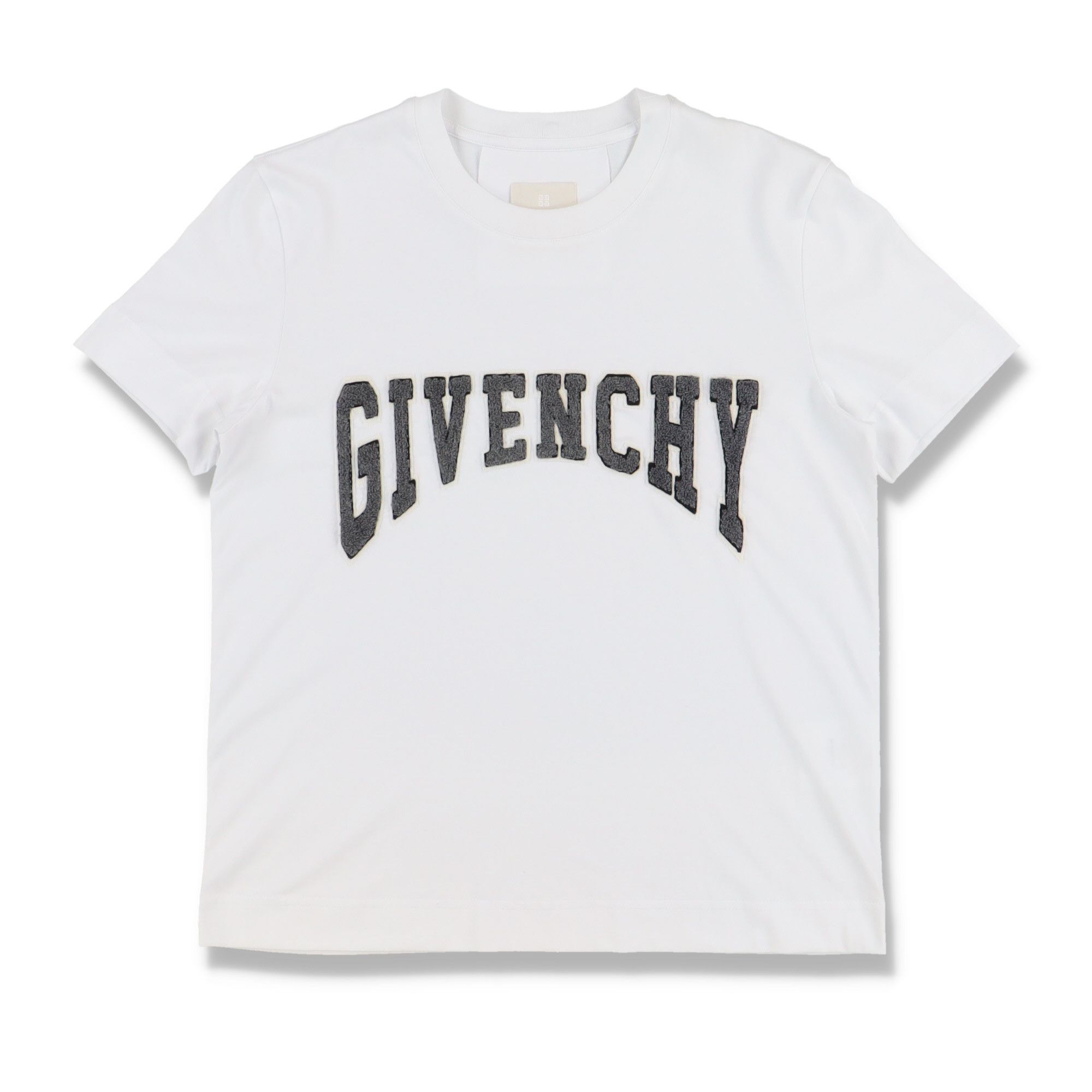 Image of Givenchy White Flocked College Logo T-Shirt, Women's (Size XS)