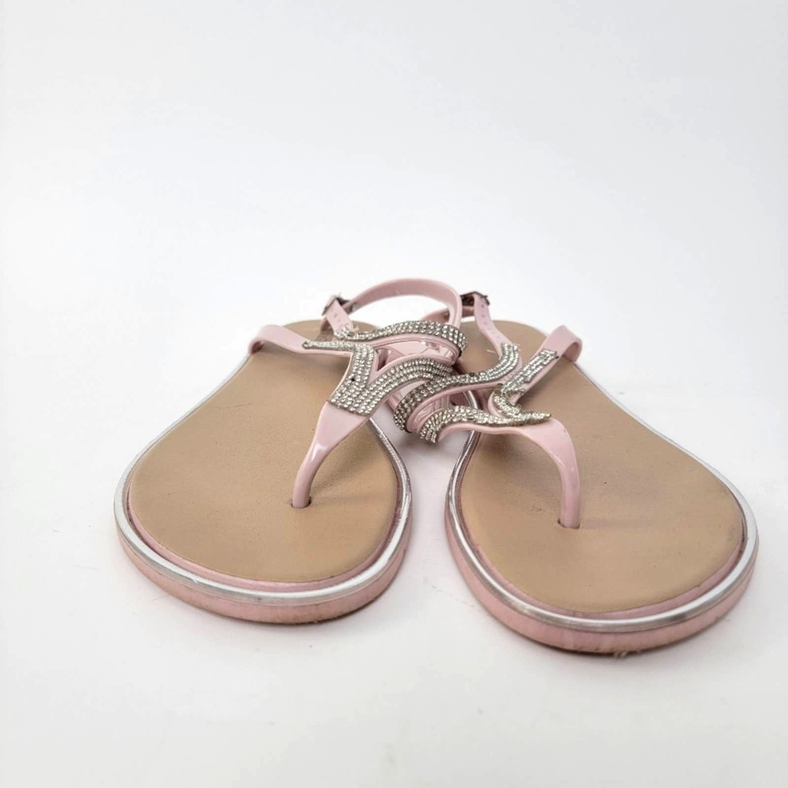 Designer Chatties Pink Rhinestone Thong Flip Flop Sandals - 9.5/10 Size US 10 / IT 40 - 3 Thumbnail