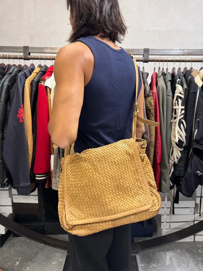 Designer × Giorgio Brato × Vintage 2000s Giorgio Brato Beige Woven Leather Shoulder Bag Size ONE SIZE - 2 Thumbnail