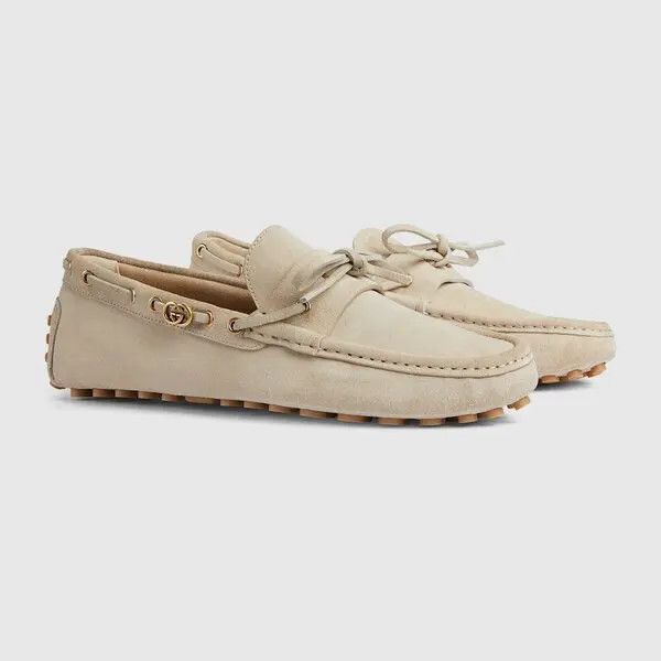 Gucci o1mt1gz0425 Men's Driver With Interlocking G in Oatmeal Size US 9.5 / EU 42-43 - 2 Thumbnail