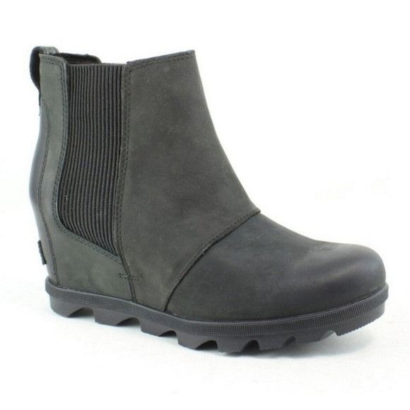 SOREL Sorel Joan Of Arctic Wedge II Distressed Black Leather Chels Size US 8 / IT 38 - 1 Thumbnail