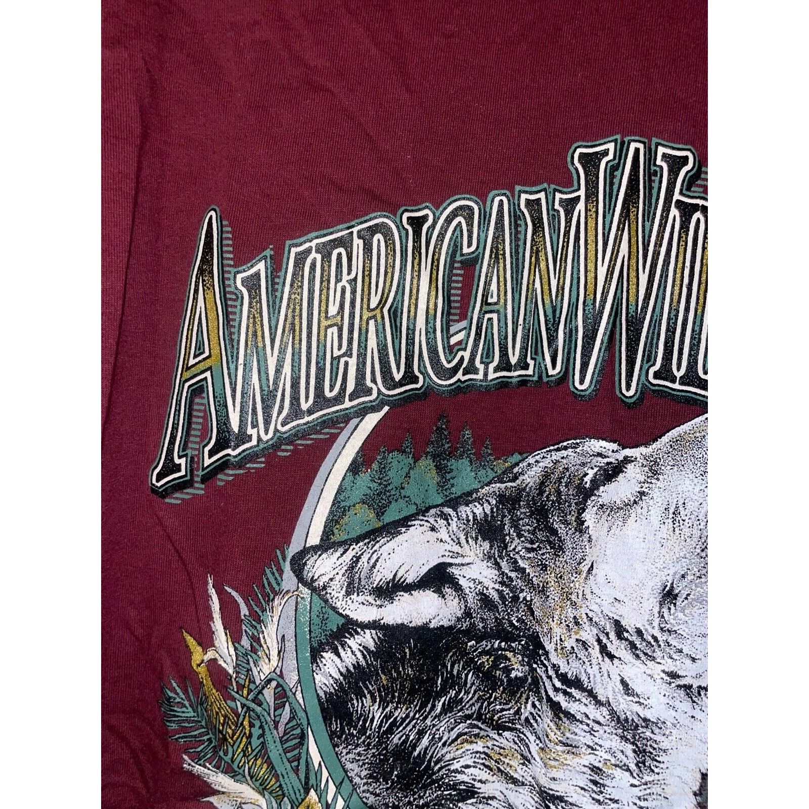 Jerzees Vintage Wolf Shirt Great Smokies Wilderness Red Tee VTG 90s Size US L / EU 52-54 / 3 - 7 Thumbnail