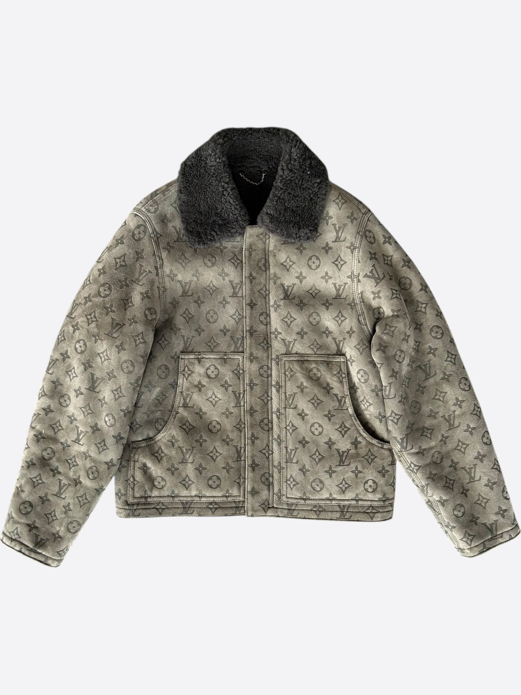 Louis Vuitton Louis Vuitton Olive Monogram Shearling Jacket Size US XL / EU 56 / 4 - 1 Thumbnail