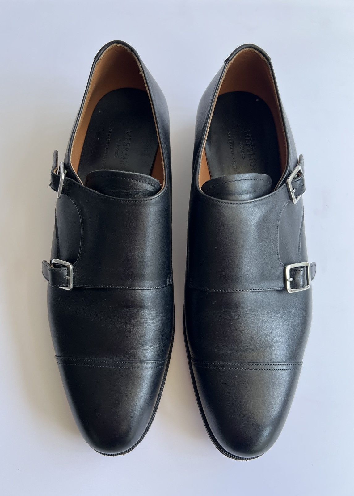 Meermin Meermin - 101341 Black Calf E - Double Monk Dress Shoes Size US 11.5 / EU 44-45 - 3 Thumbnail