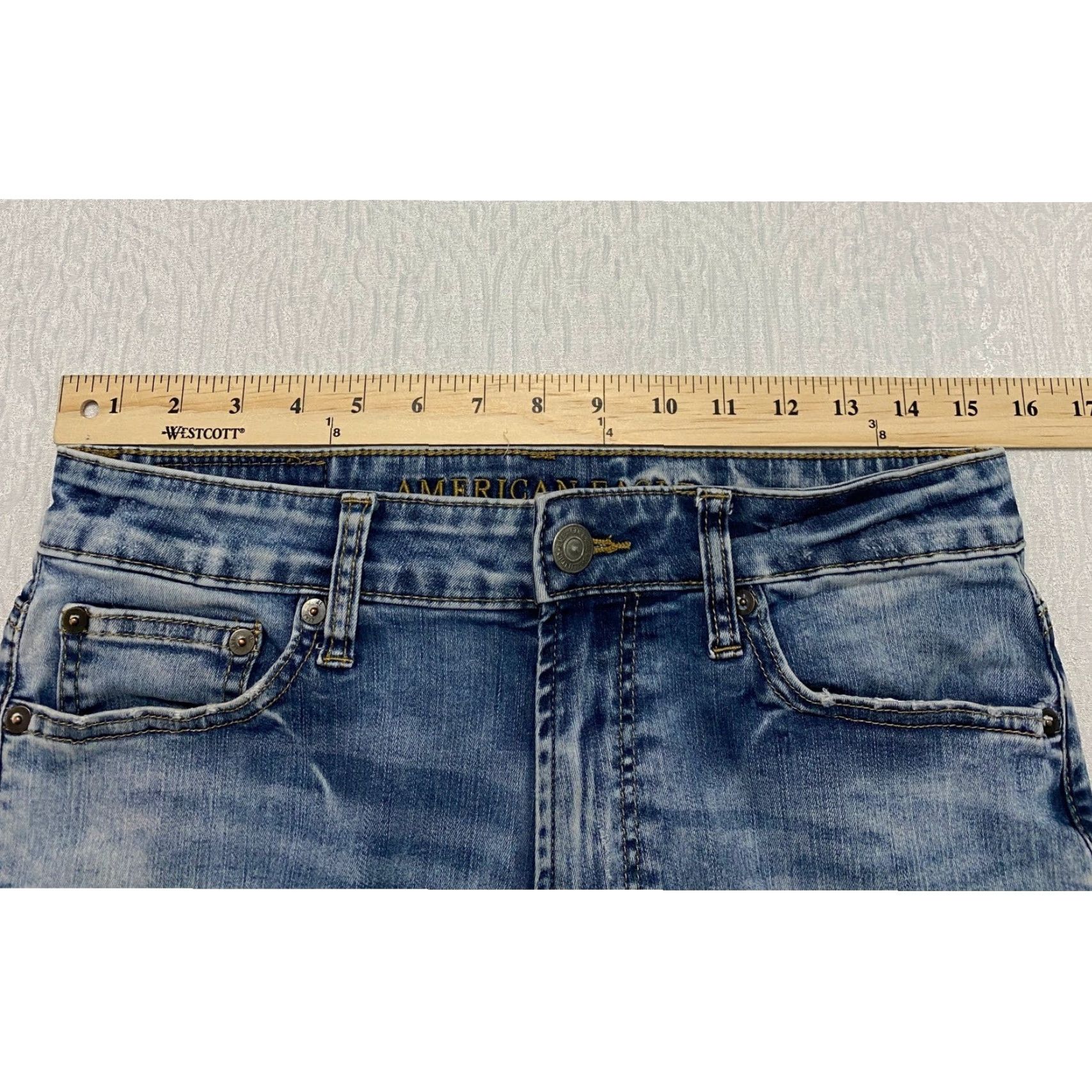 American Eagle Outfitters American Eagle Jeans Men's Slim Flex 29x32 Ripped Distressed Denim Acid Wash Size US 29 - 7 Thumbnail