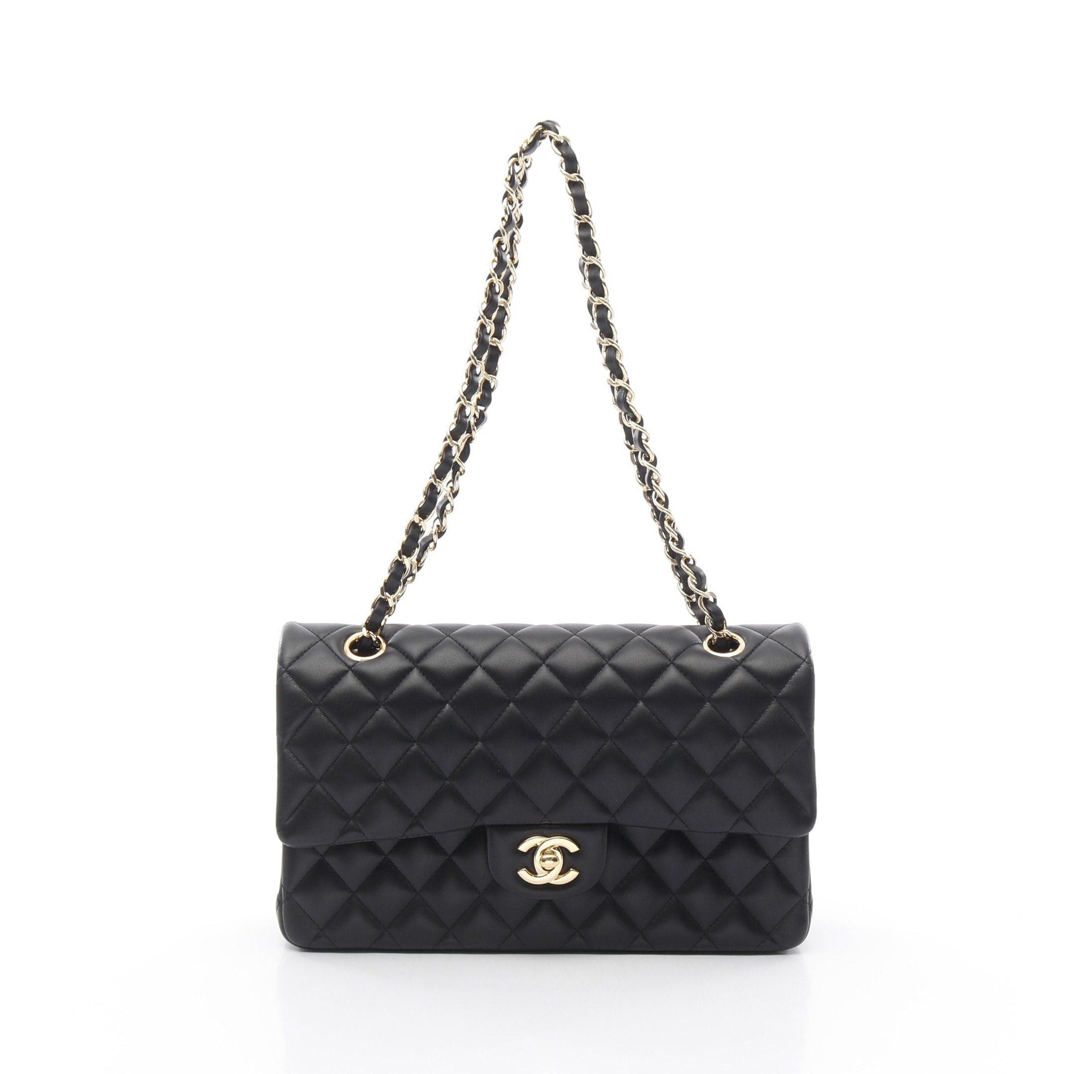 Chanel Chanel Matelasse Double Flap Chain Shoulder Bag Lambskin Black Gold Hardware Size ONE SIZE - 1 Thumbnail
