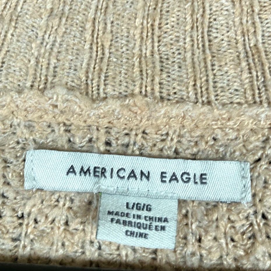 American Eagle Outfitters American Eagle Womens Sweater Beige V Neck Oversized Knit Large Size L Block Description: Pullover, Solid, Long Sleeve, Regular Fit Size L / US 10 / IT 46 - 6 Thumbnail
