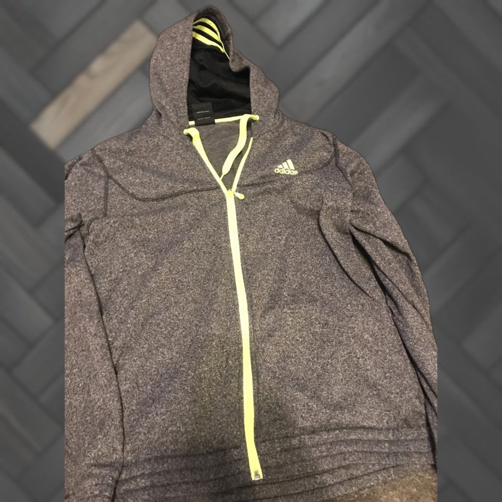 Adidas Adidas Climawarm Mens Medium Dark Heather Gray Full Zip Hoodie Athletic Jacket Size US M / EU 48-50 / 2 - 1 Thumbnail