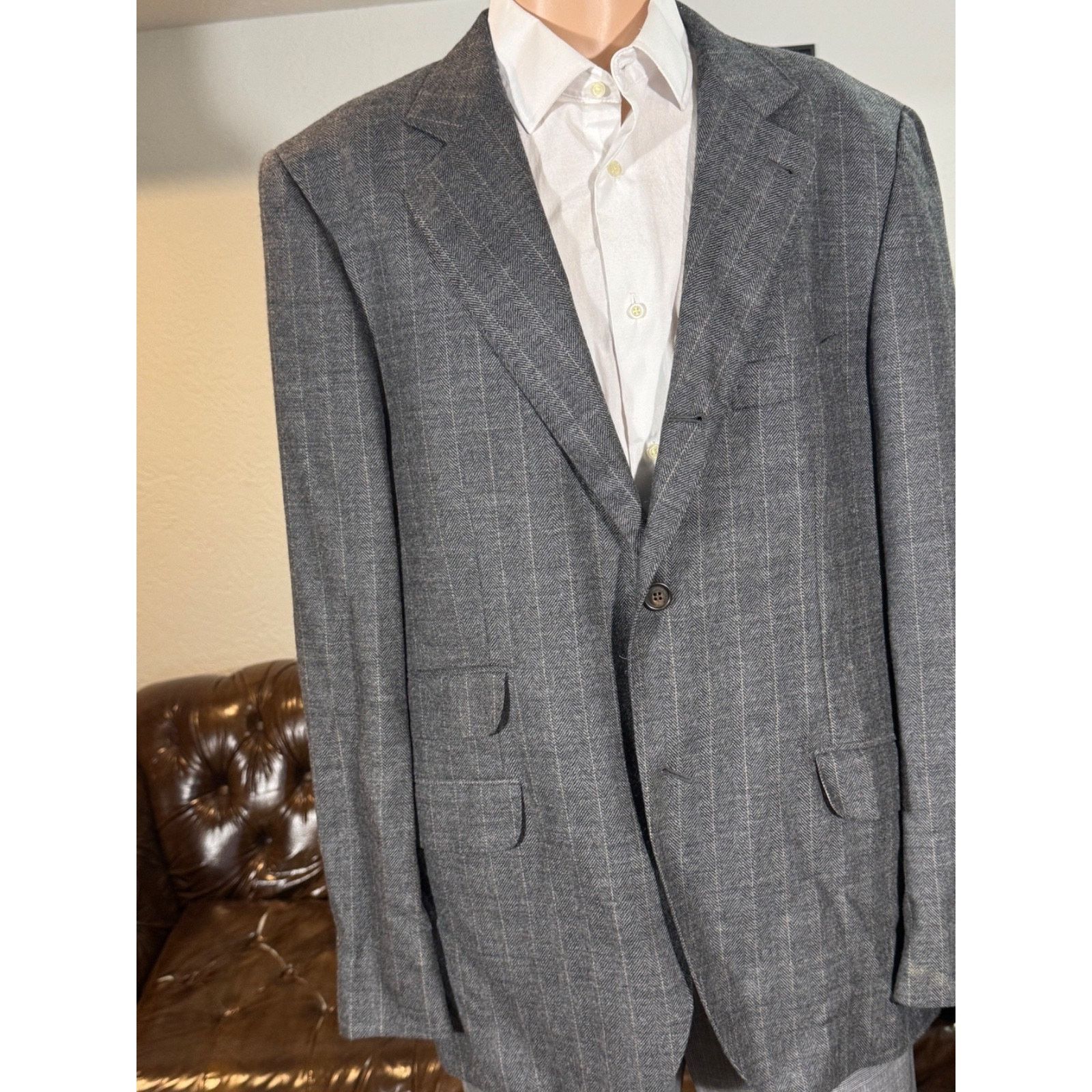 Brunello Cucinelli Brunello Cucinelli Herringbone deconstructed blazer 56IT 46R Size 46R - 1 Thumbnail