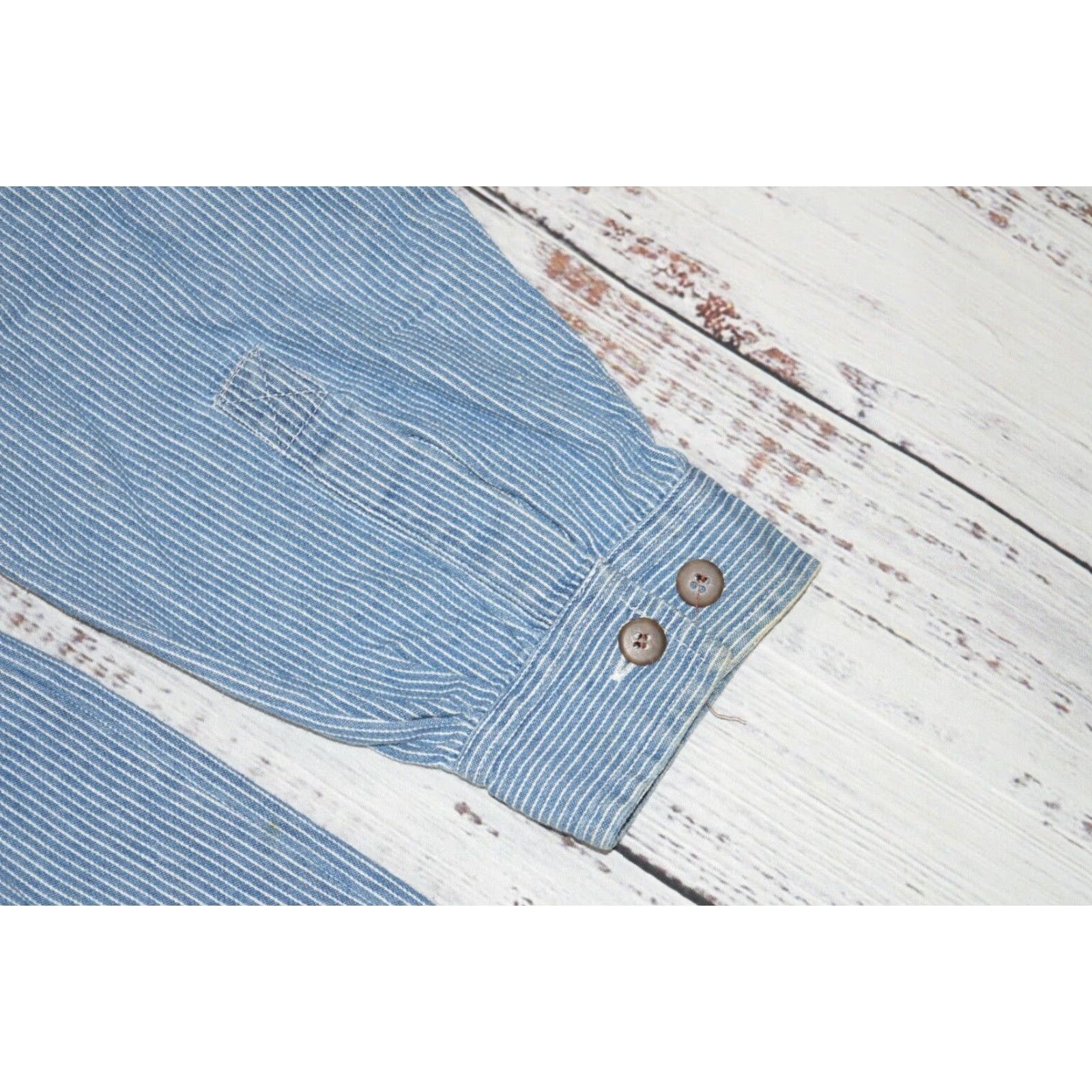 Vintage VINTAGE Bon Homme Denim Skate Surf Shirt Blue Striped Long Sleeve Adult L 1990s Mens Size US L / EU 52-54 / 3 - 3 Thumbnail