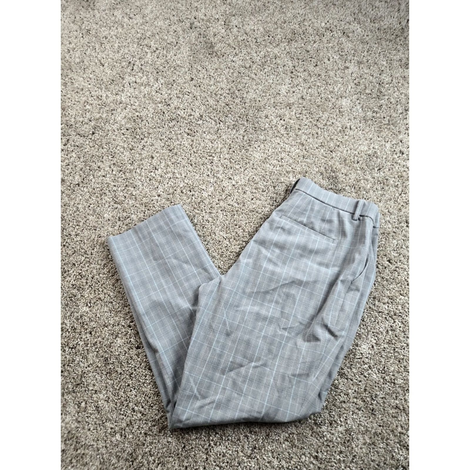 Uniqlo Uniqlo Smart Ankle Pants Men Large Gray 2 Way Stretch Flat Front Glen Check Chino Regular Slim Fit Tapered Fall Casual Business Size US 33 - 2 Thumbnail