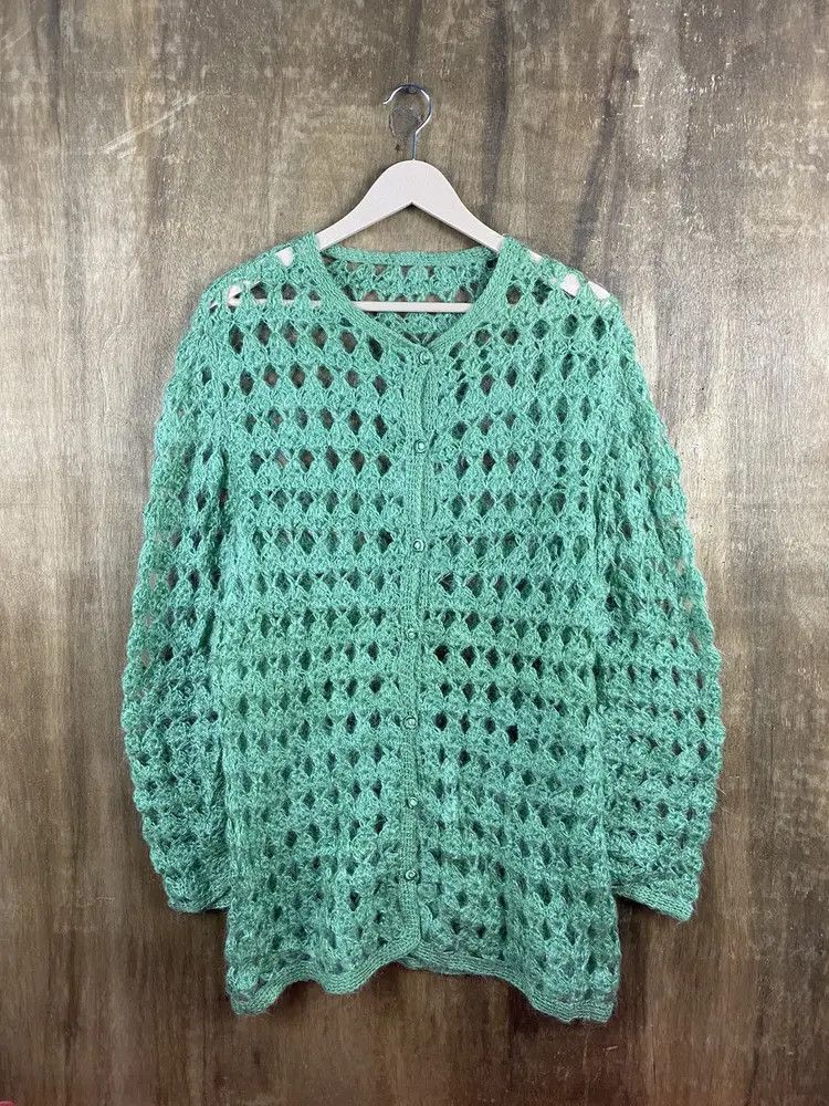 Vintage DL Japan Homespun green crochet Knitwear #Z025 Size US XL / EU 56 / 4 - 1 Thumbnail