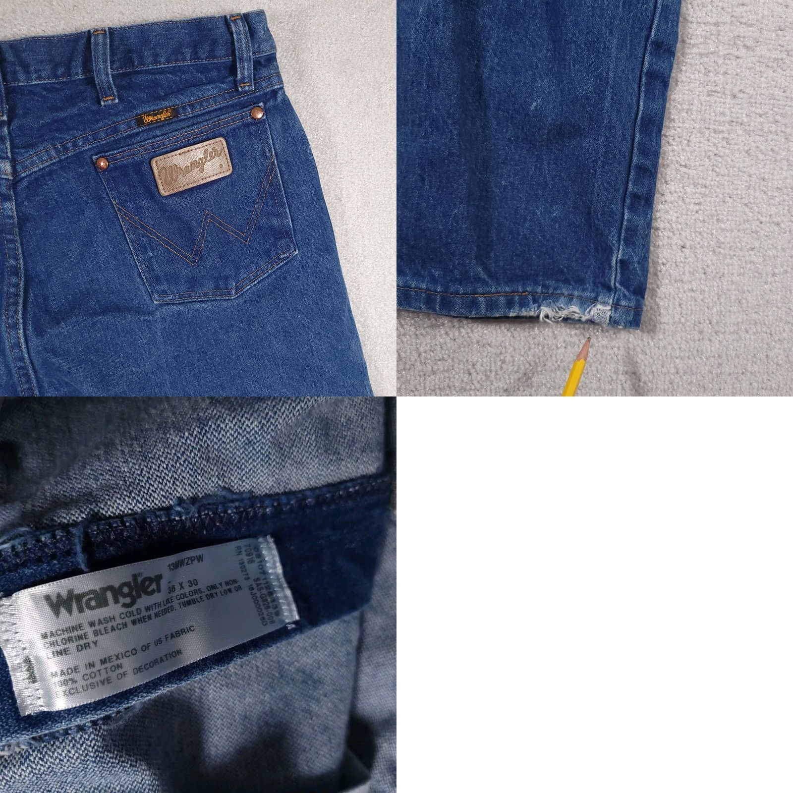 Wrangler VINTAGE Wrangler 13MWZ Original Fit Jeans Mens 36x30 Cowboy Cut Workwear Blue Denim Leather? Size US 36 / EU 52 - 9 Thumbnail