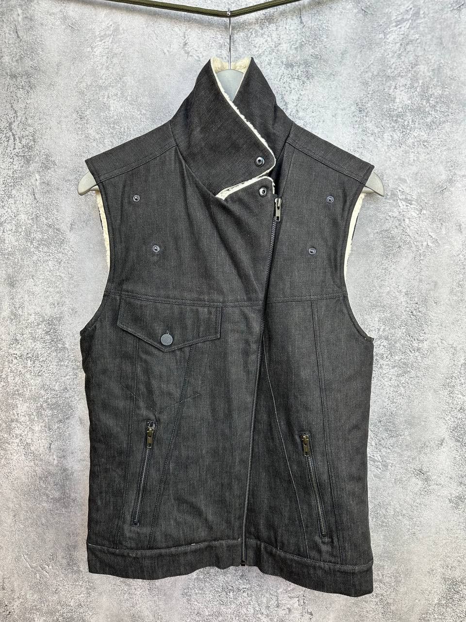 Surface To Air Surface To Air Black Denim Sherpa Lined Biker Vest Size US XS / EU 42 / 0 - 3 Thumbnail