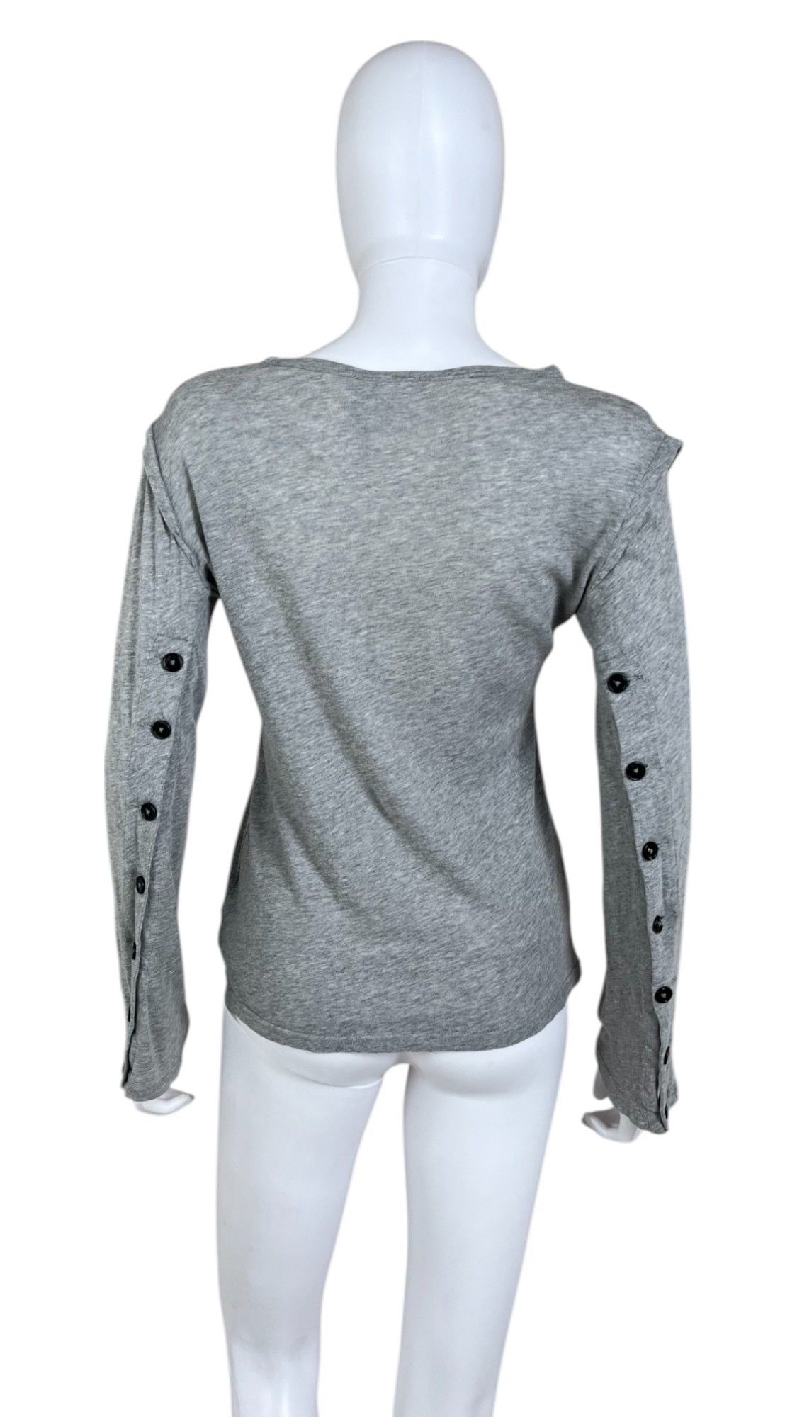 Ann Demeulemeester Buttoned Sleeves Grey Top Size S / US 4 / IT 40 - 3 Thumbnail