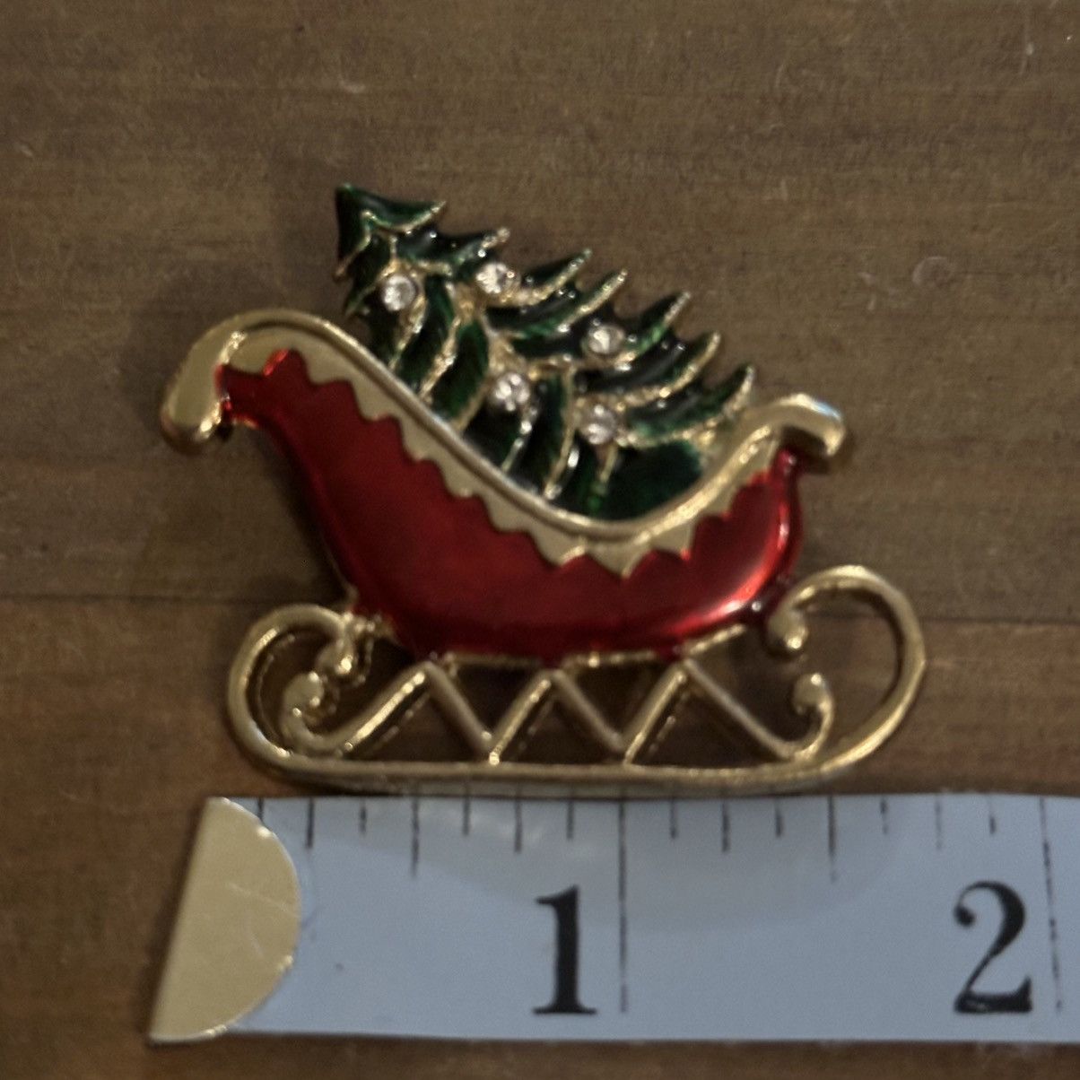 Vintage Vintage sleigh and Christmas tree brooch Size ONE SIZE - 2 Thumbnail