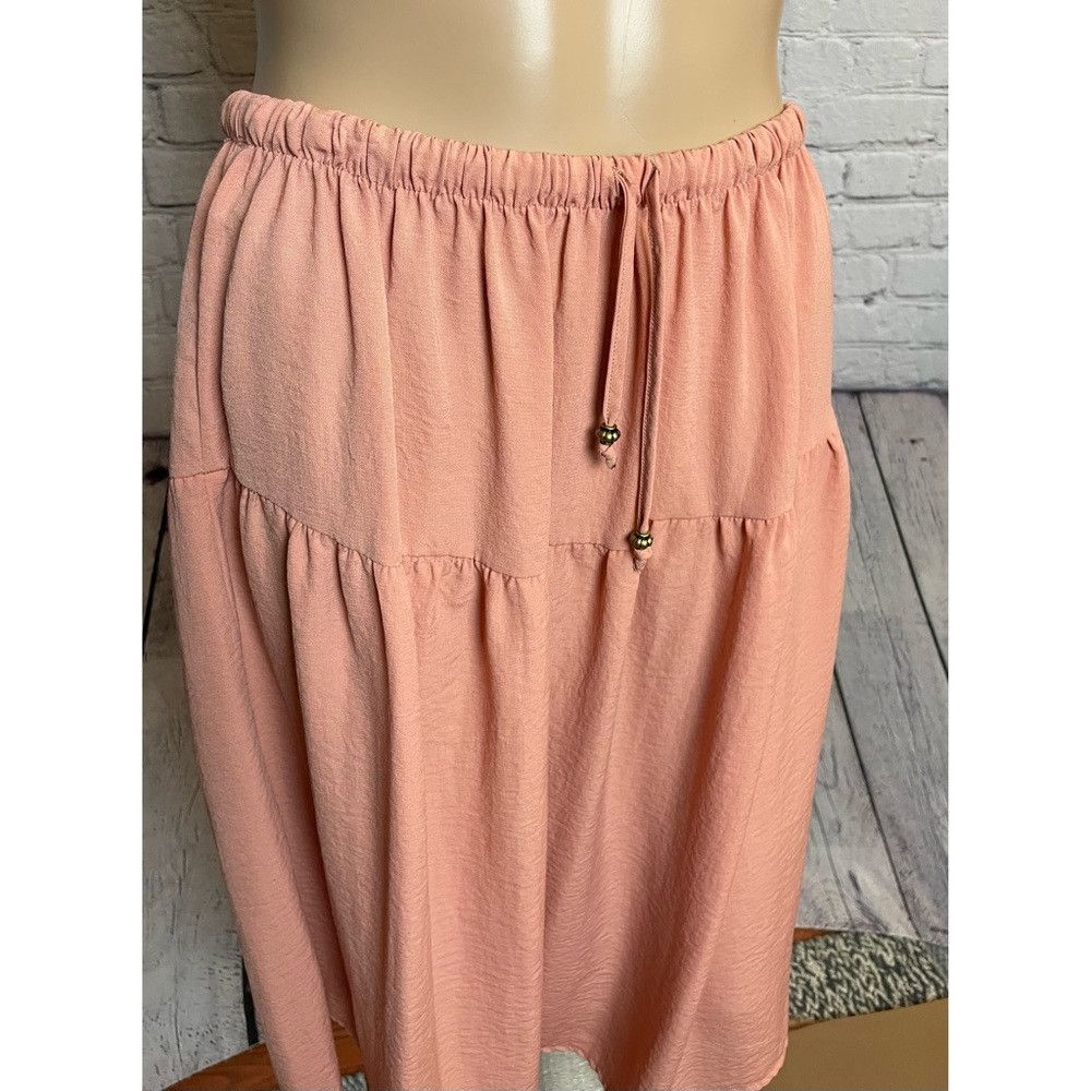 Other Bobeau Tiered Pink Salmon Skirt With Drawstring Size L Size 34" / US 12 / IT 48 - 2 Thumbnail