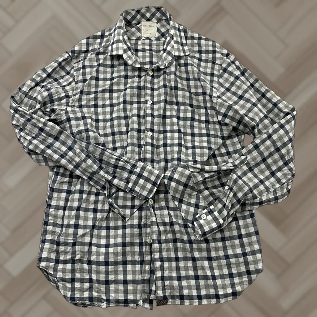 Billy Reid Billy Reid Long Sleeve Plaid Button-Up Shirt Men's L Blue Gray Size US L / EU 52-54 / 3 - 1 Thumbnail