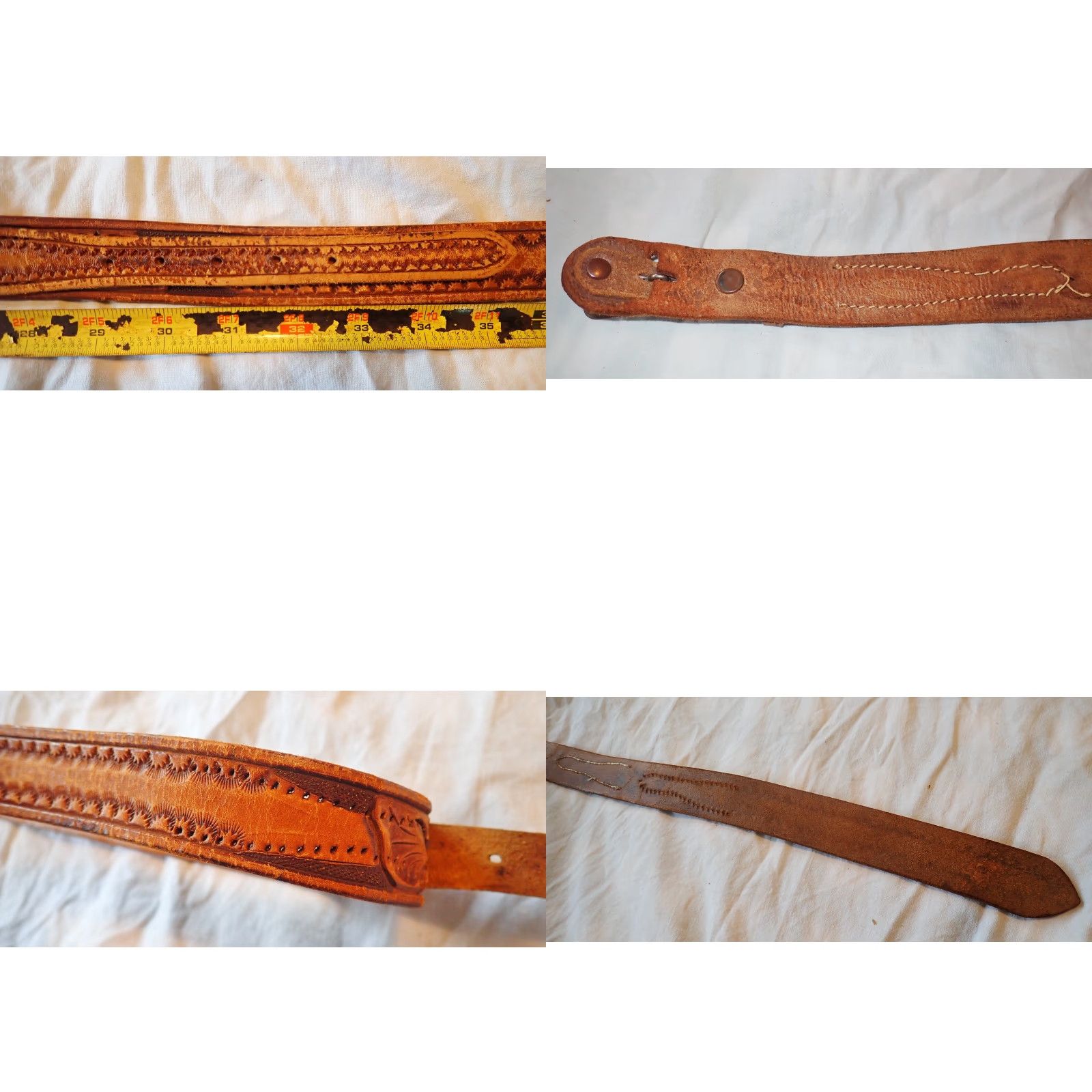 Vintage Vintage Western Belt Men 30-33 Brown Leather Floral Tooled Cowboy Ranger Style Size ONE SIZE - 7 Thumbnail