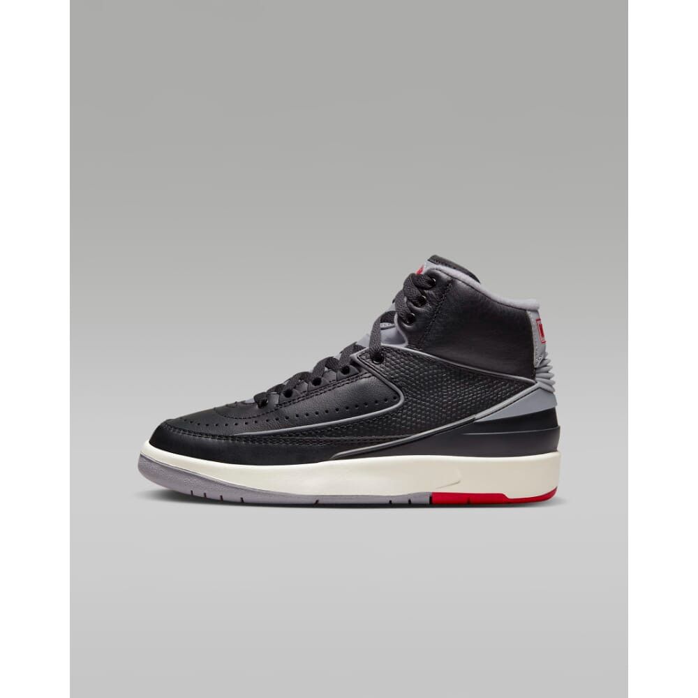 image of Nike Air Jordan 2 Retro Black/cement Grey-Fire Red Dq8562-001 Shoes in Black/Cement Grey/Fire Red