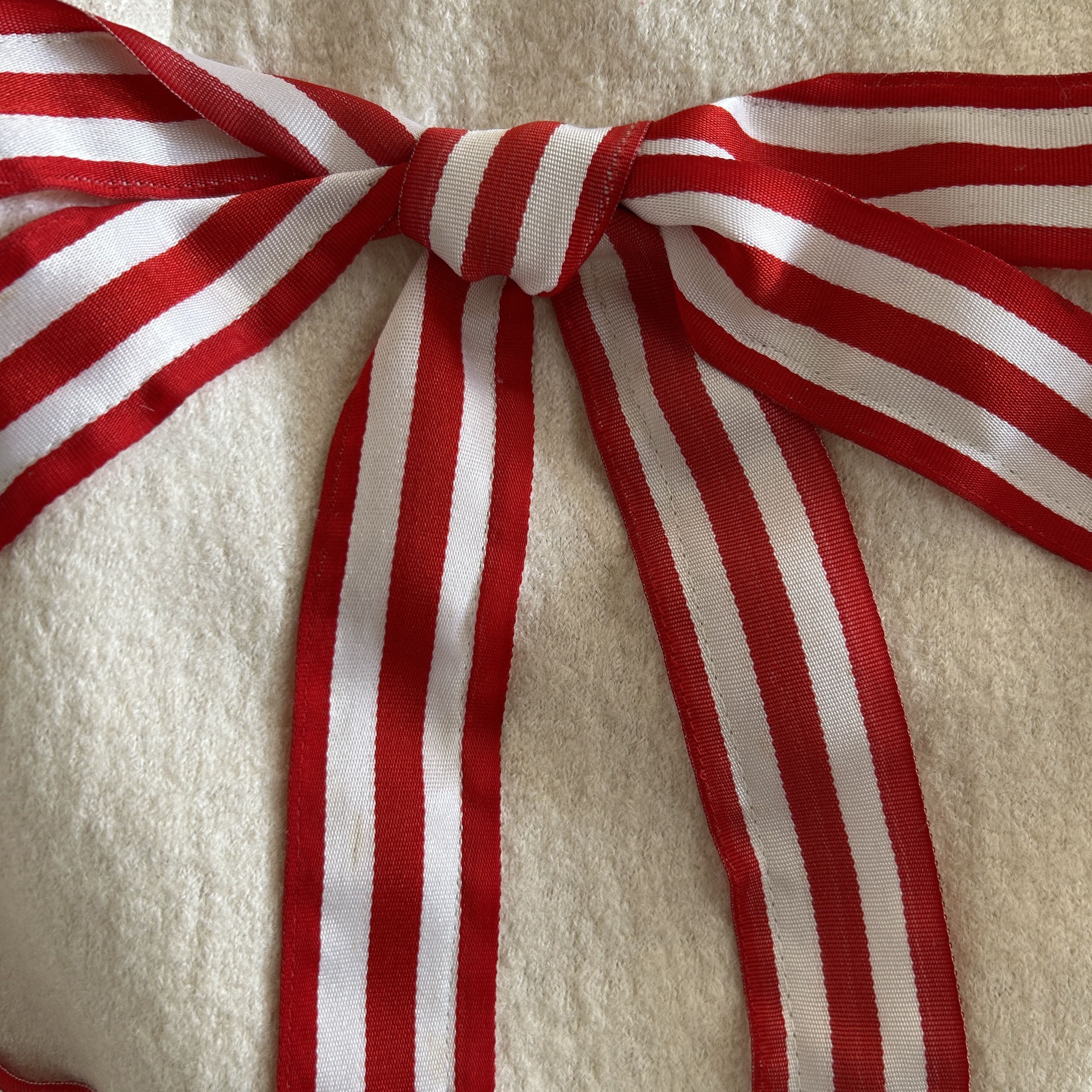 Custommade Hand Painted Folk Art Wool Mini Skirt with Candy Stripe Bow Size 30" / US 8 / IT 44 - 14 Thumbnail